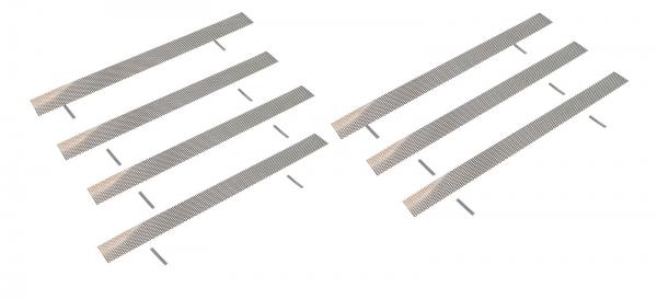 Laubschutz Set 7 x Aluminium Simpel für ACO Standardline und Hexaline Entwässerungsrinne mit Stahlstegrost mit Rosthaken